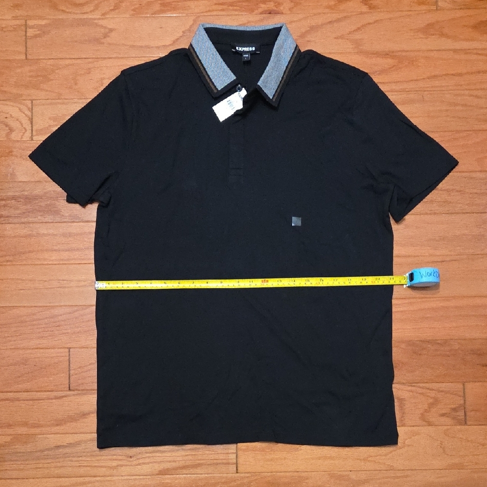 Express Men’s Black Polo with Gray Contrast Collar